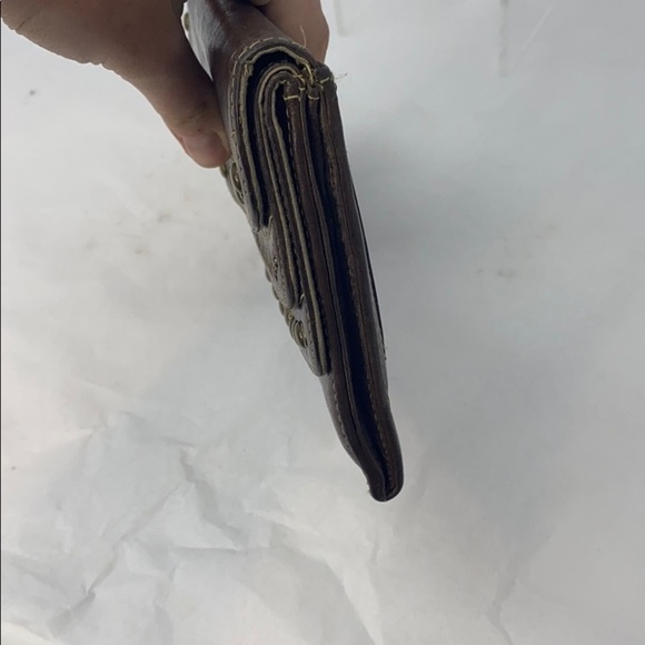 Nordstrom Brown XL Leather Brass Studs Wallet - Picture 3 of 14